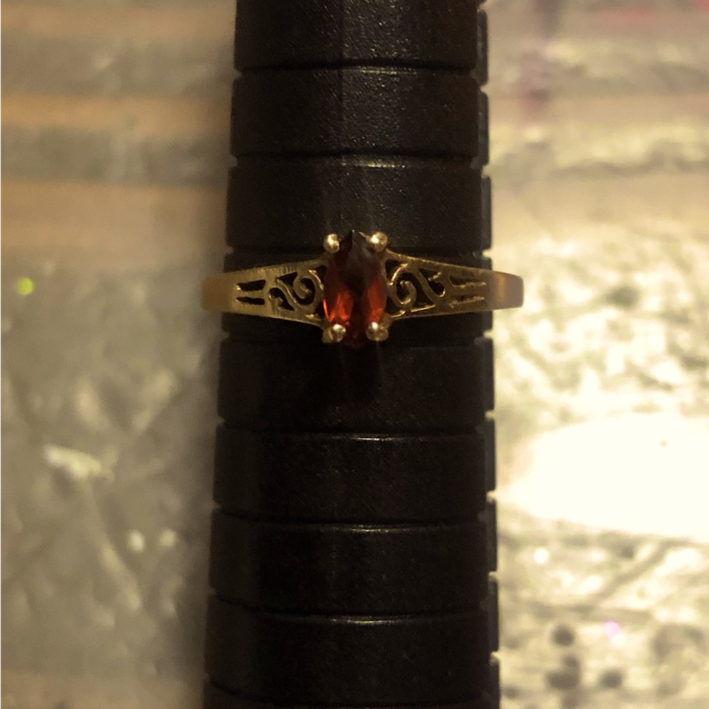 Antique 10KP Rhodolite Garnet with CZ